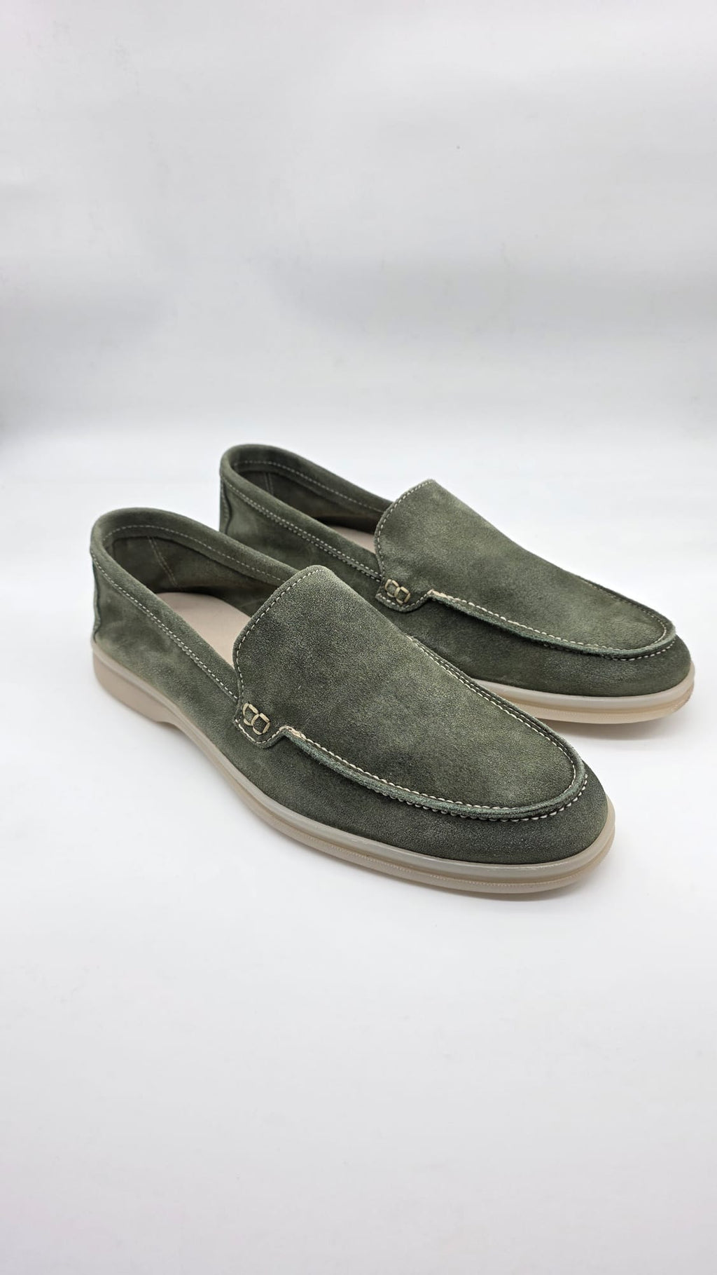 MOCASSINO DA UOMO IN PELLE CAMOSCIO VERDE