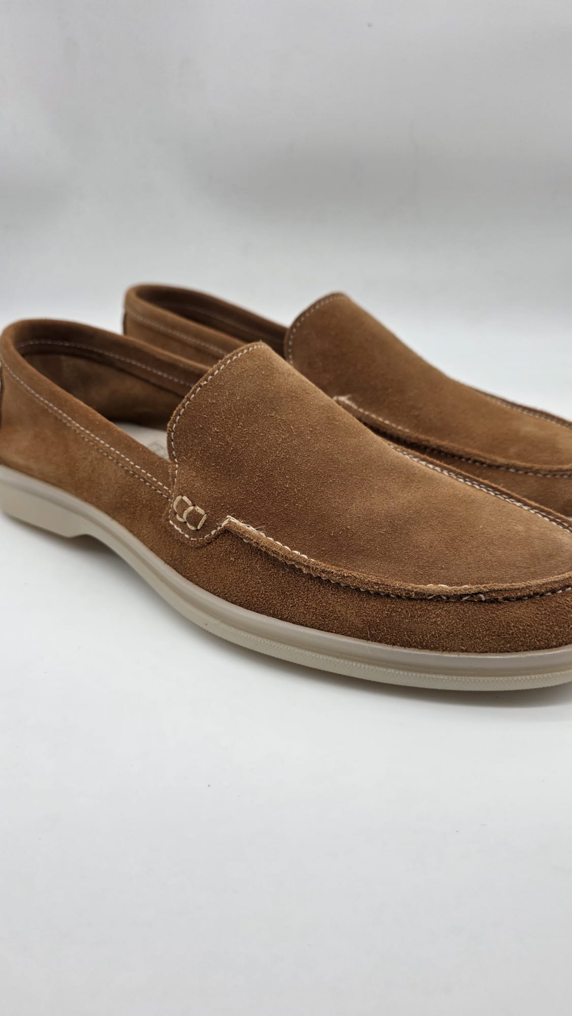 MOCASSINO DA UOMO IN PELLE CAMOSCIO CUOIO