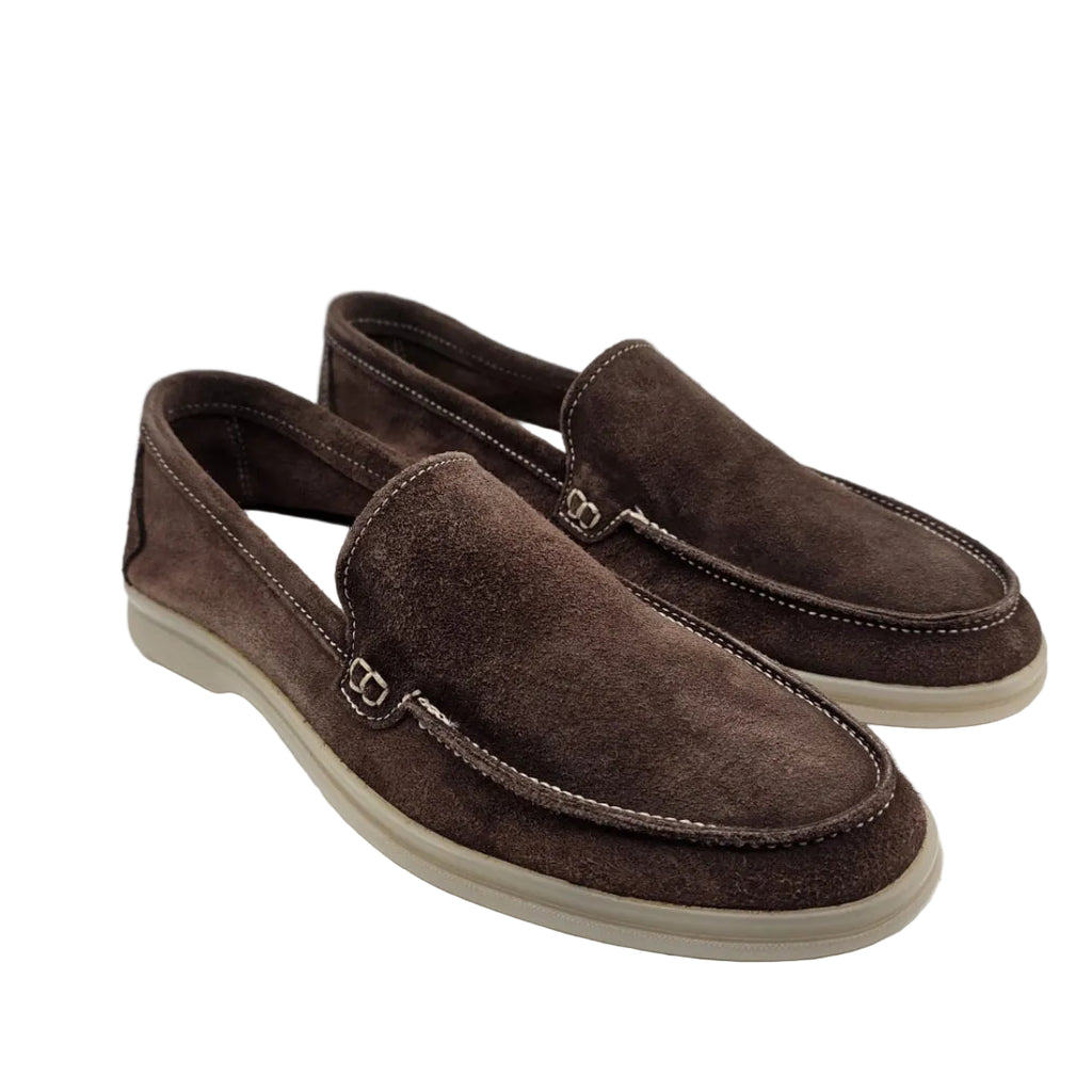 MOCASSINO DA UOMO IN PELLE CAMOSCIO MARRONE