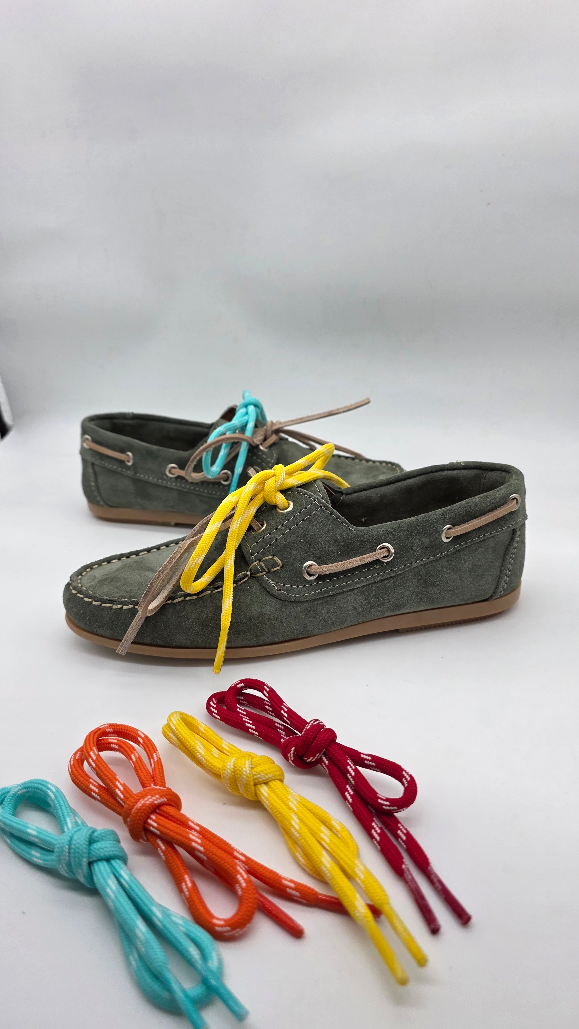 MOCASSINO BARCA DA DONNA IN VERA PELLE CAMOSCIO VERDE