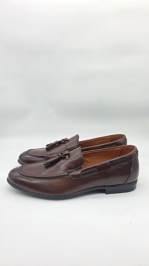 Loafer da uomo in vera pelle marrone , fondo gomma light