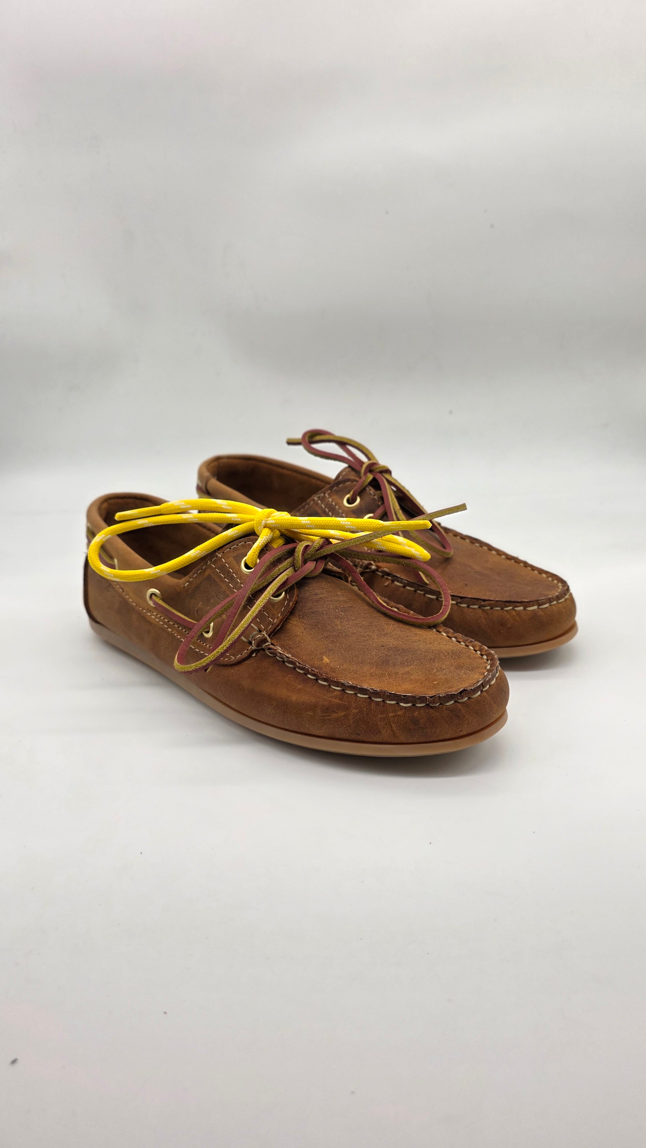 MOCASSINO BARCA DA DONNA IN VERA PELLE MARRONE VINTAGE