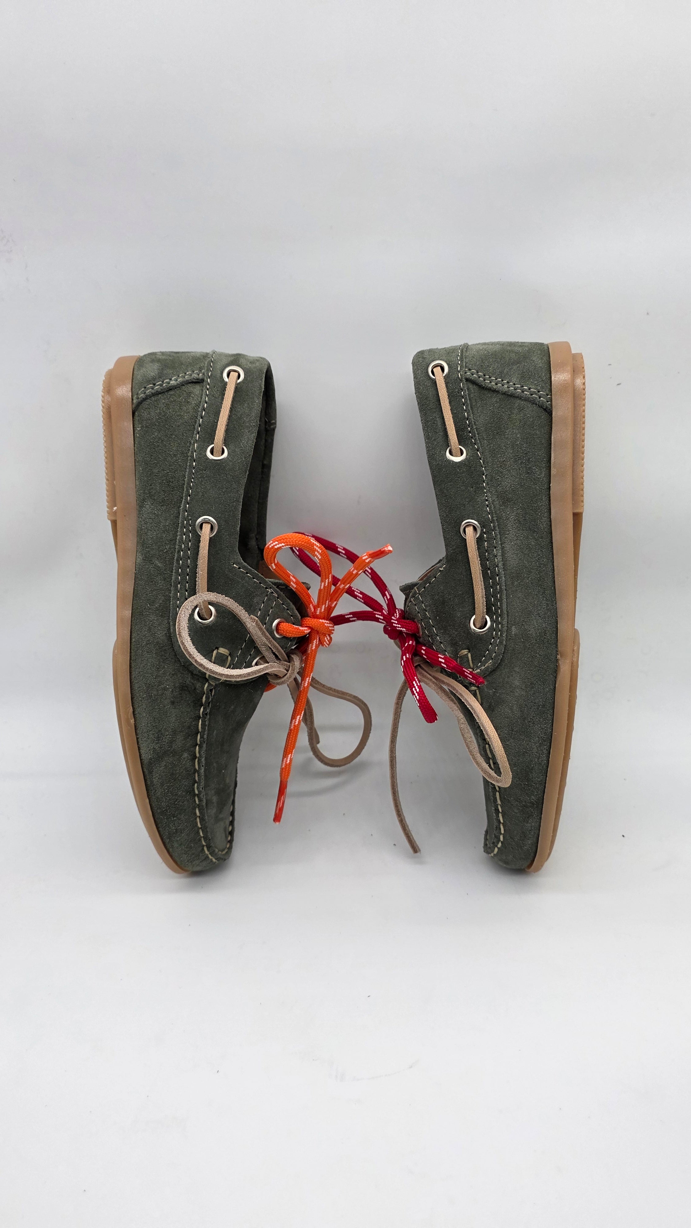 MOCASSINO BARCA DA DONNA IN VERA PELLE CAMOSCIO VERDE