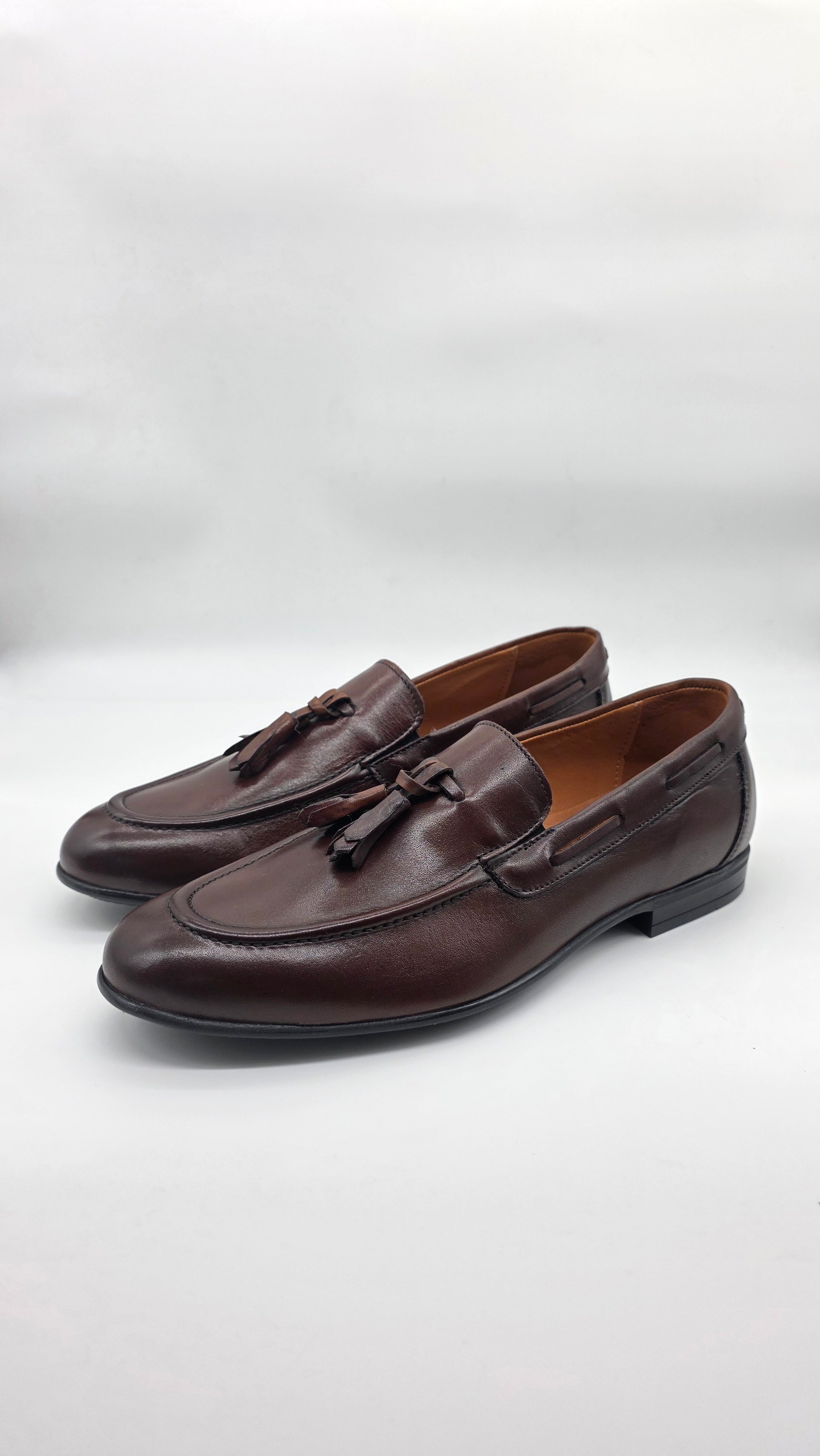 Loafer da uomo in vera pelle marrone , fondo gomma light