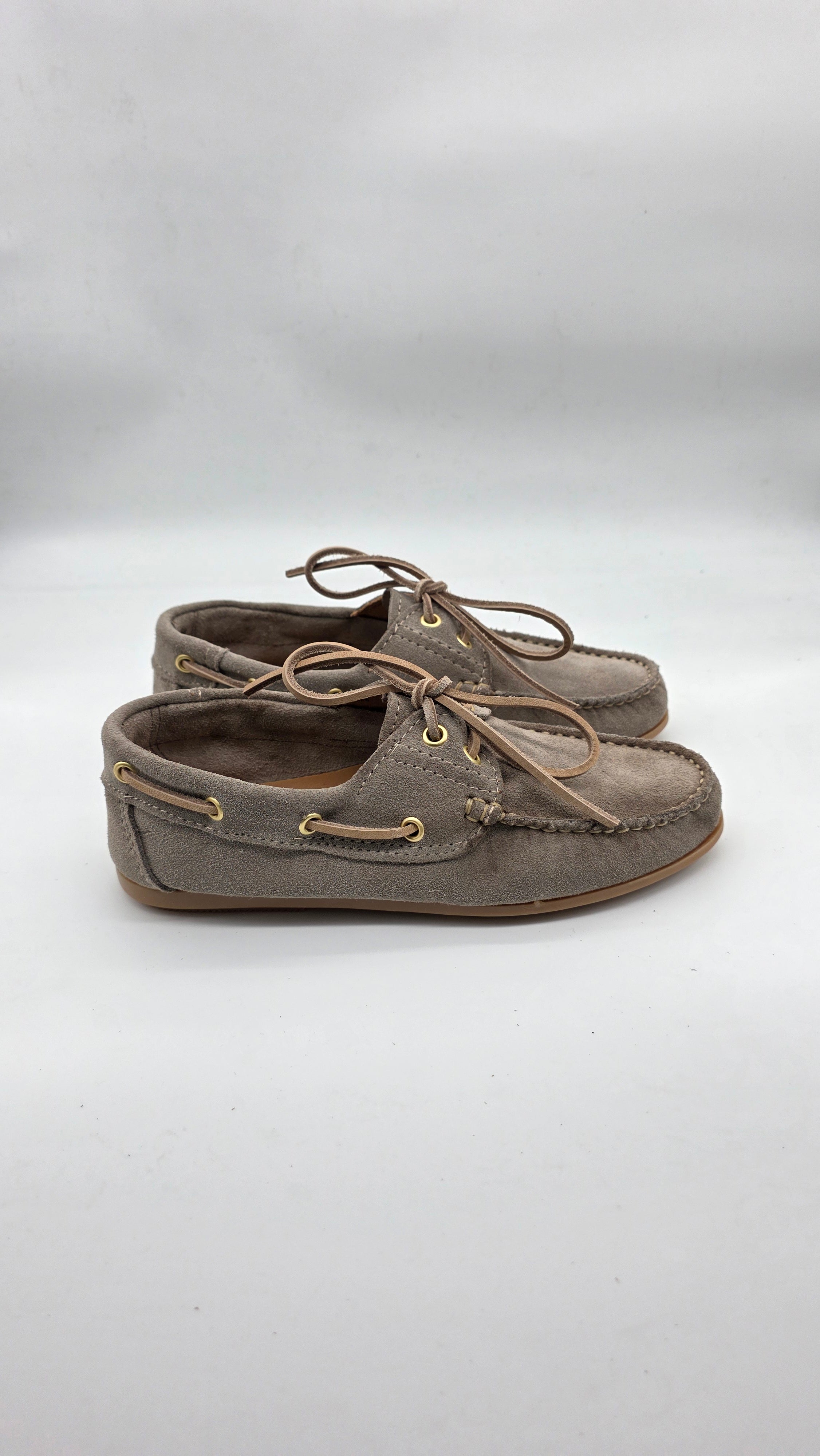 MOCASSINO BARCA DA DONNA IN VERA PELLE CAMOSCIO BEIGE