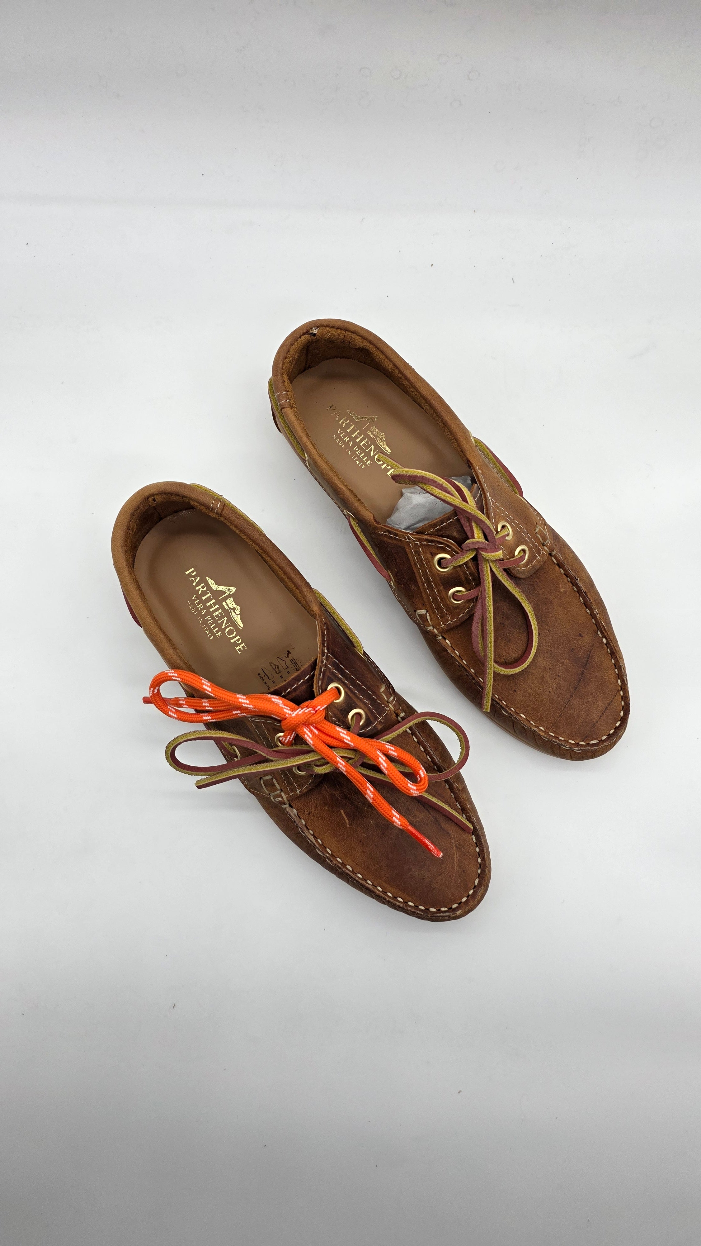 MOCASSINO BARCA DA DONNA IN VERA PELLE MARRONE VINTAGE