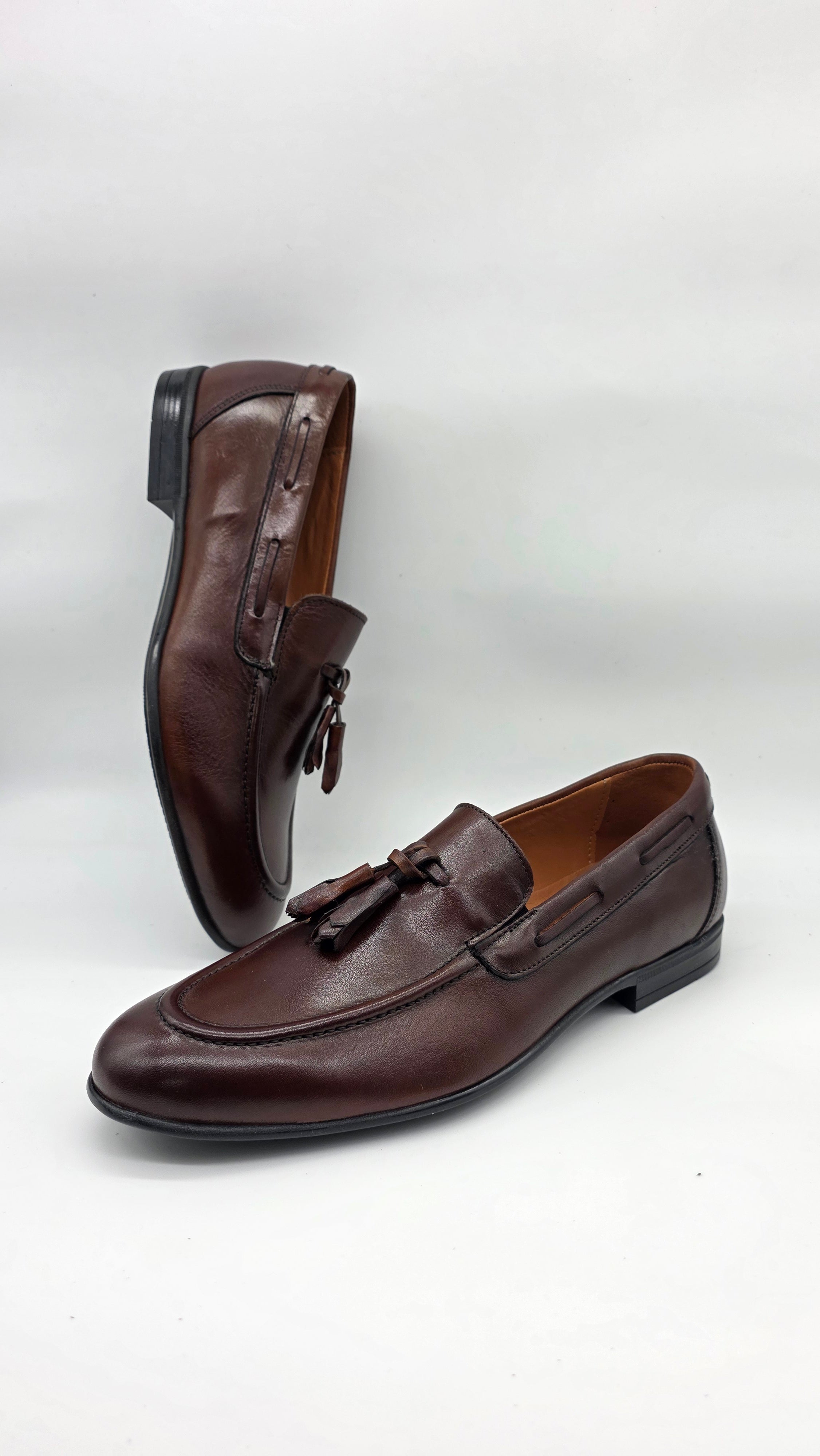 Loafer da uomo in vera pelle marrone , fondo gomma light