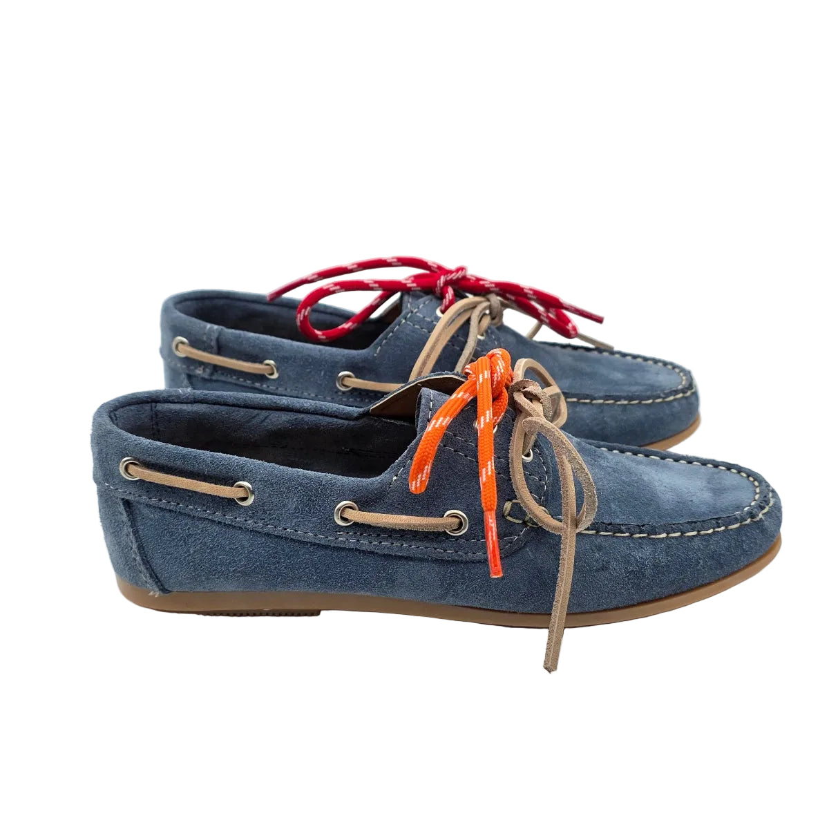 MOCASSINO BARCA DA DONNA IN VERA PELLE CAMOSCIO JEANS