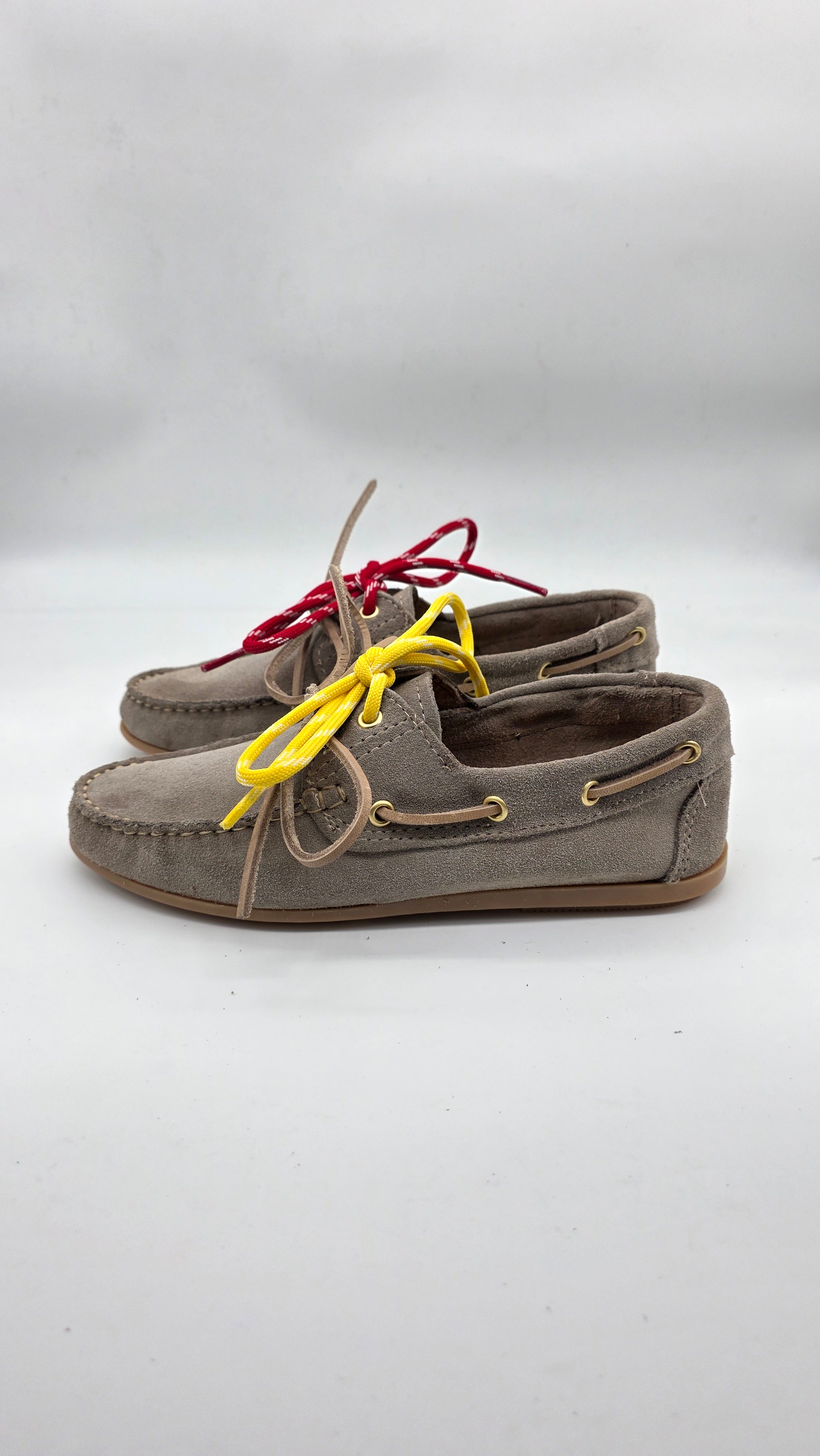 MOCASSINO BARCA DA DONNA IN VERA PELLE CAMOSCIO BEIGE